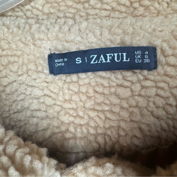 ZAFUL Tan Collared Zip-Up Sherpa Jacket - Picture 5 of 9
